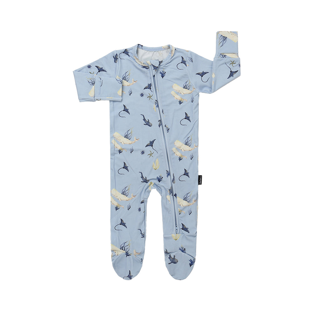 Belan.J Footed Zipper Sleeper - Whale Lover