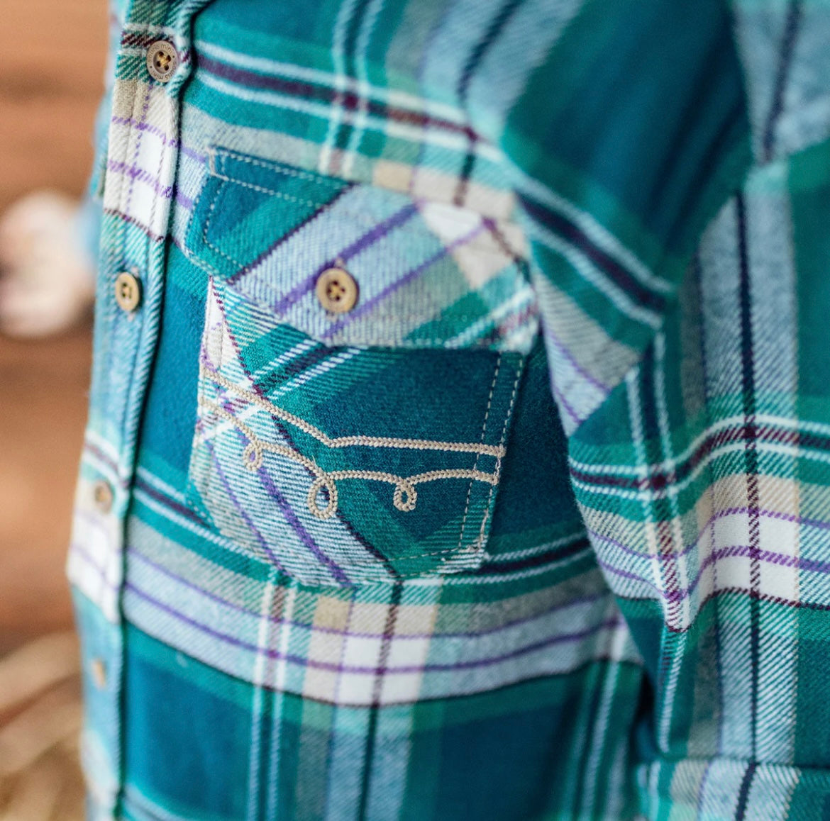 Souris Mini Turquoise Plaid Shirt