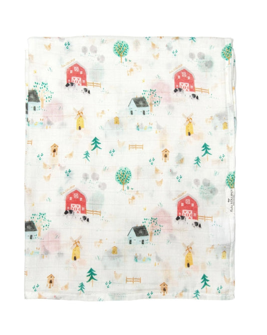 Loulou Lollipop Muslin Swaddle - Farm Animals