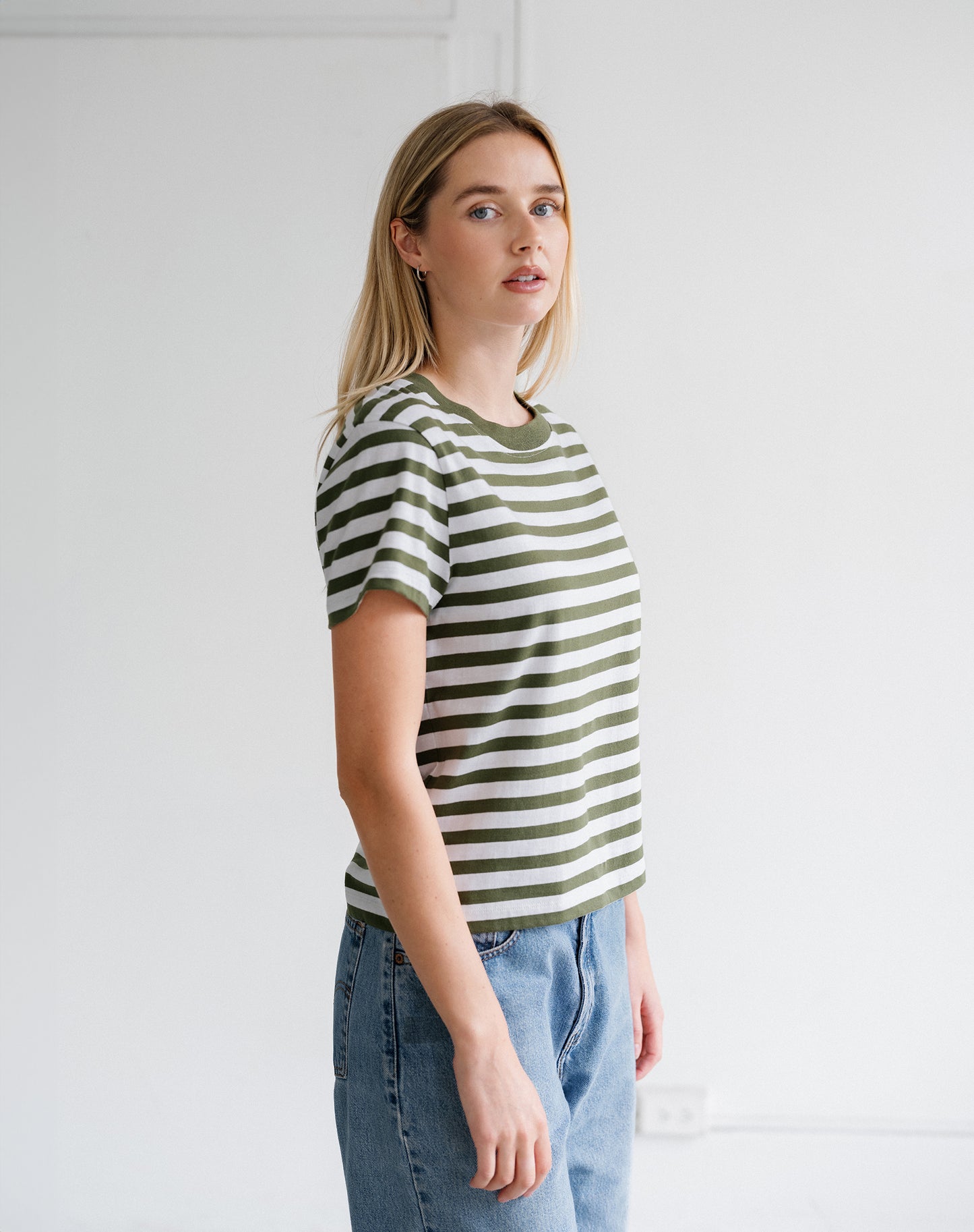Brunette the Label Paris Tee - Chive Stripe