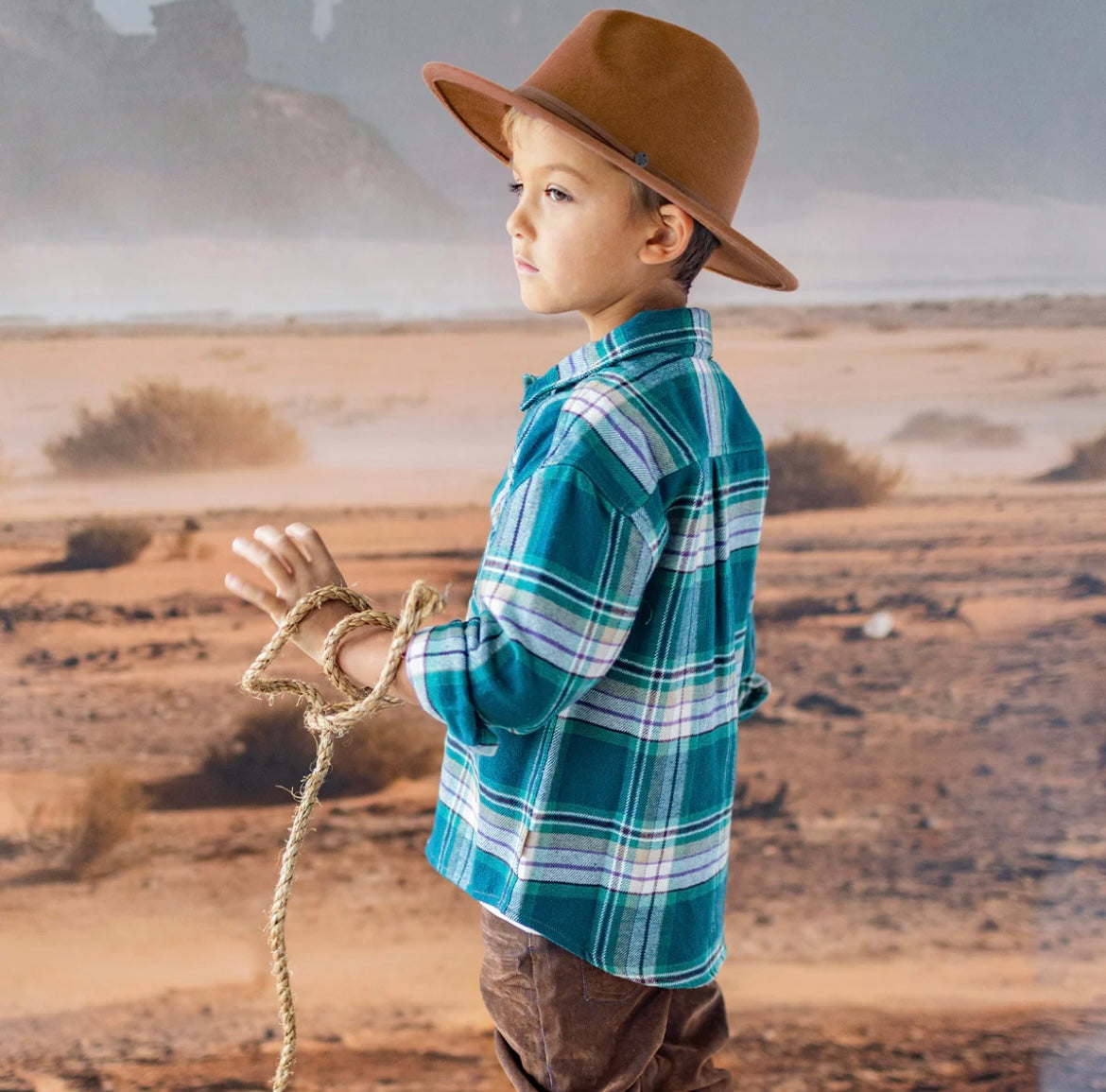Souris Mini Turquoise Plaid Shirt