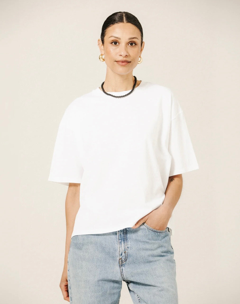Brunette the Label Boxy Tee - White