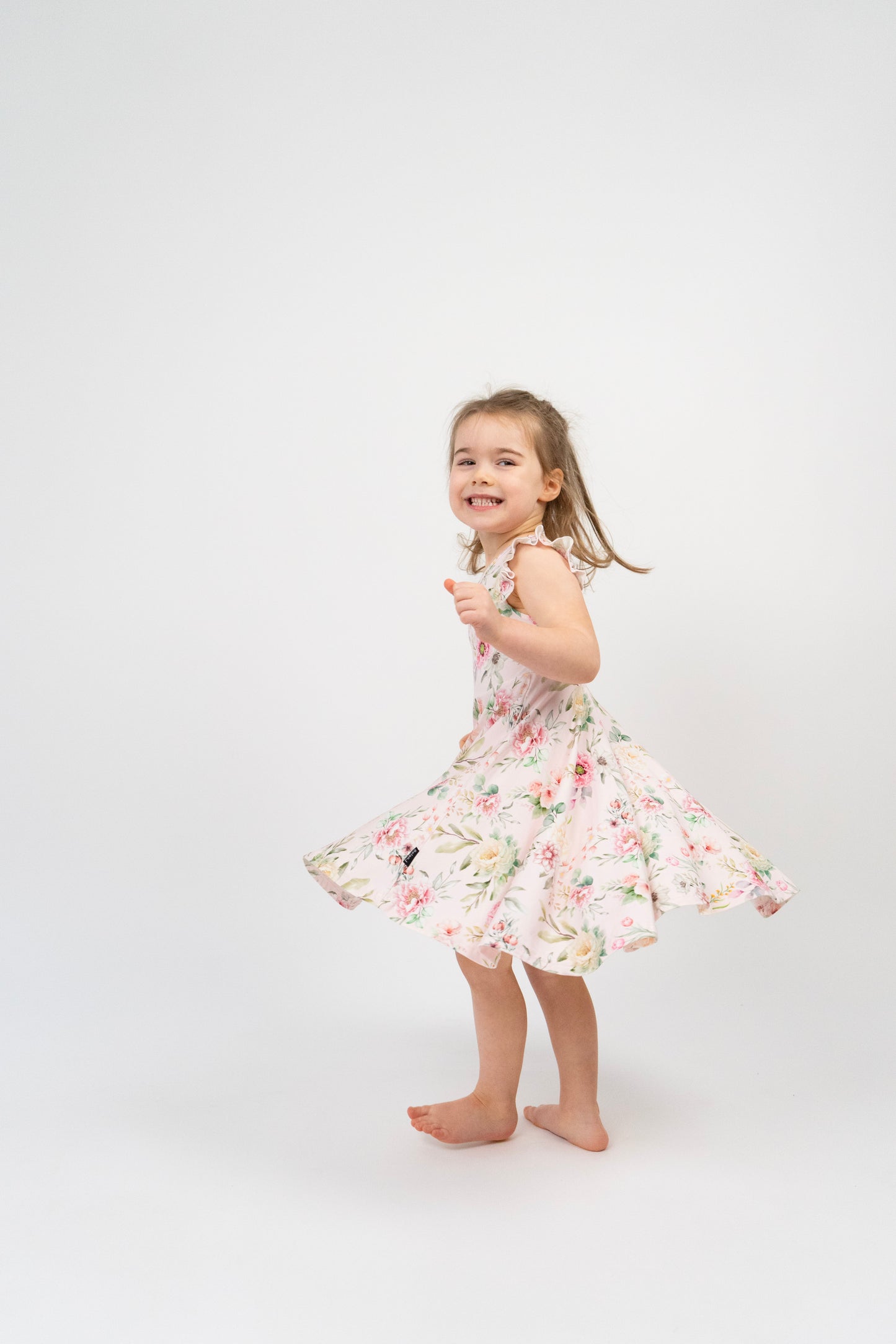 Belan.J Ruffled Sleeve Twirl Dress - Floral Bliss