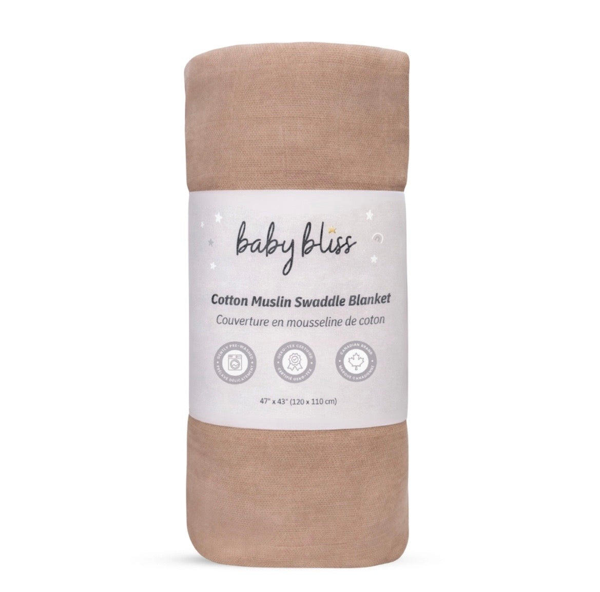Baby Bliss Muslin Swaddle Blanket - Caramel