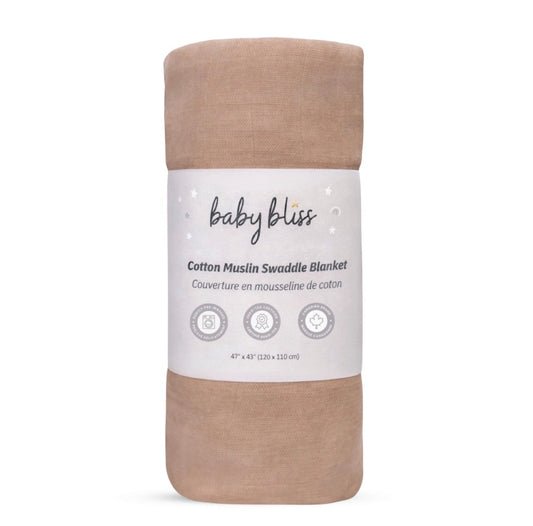 Baby Bliss Muslin Swaddle Blanket - Caramel