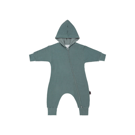 Belan.J Baggy Hoodie Zipper Jumpsuit - Leafy Green