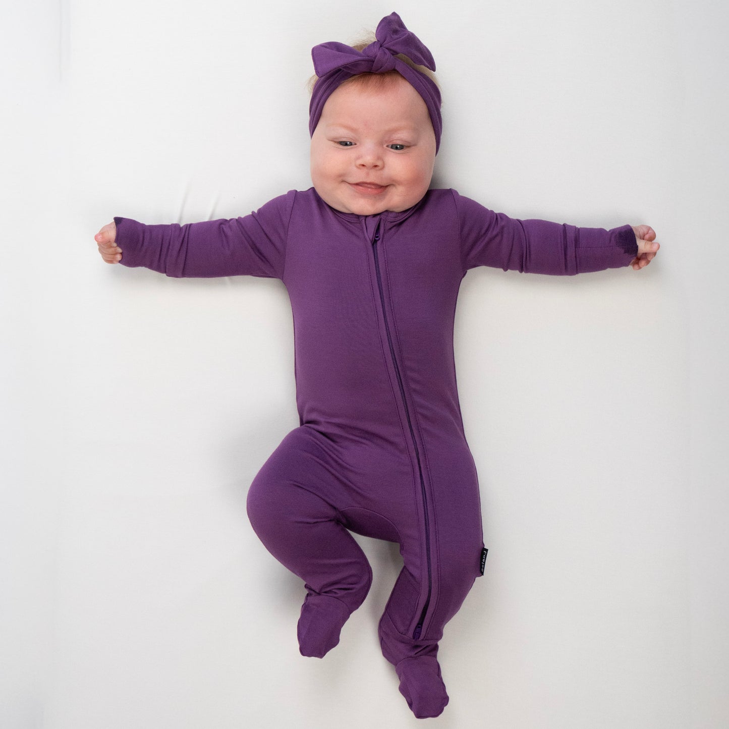 Belan.J Footed Zipper Sleeper - Deep Plum