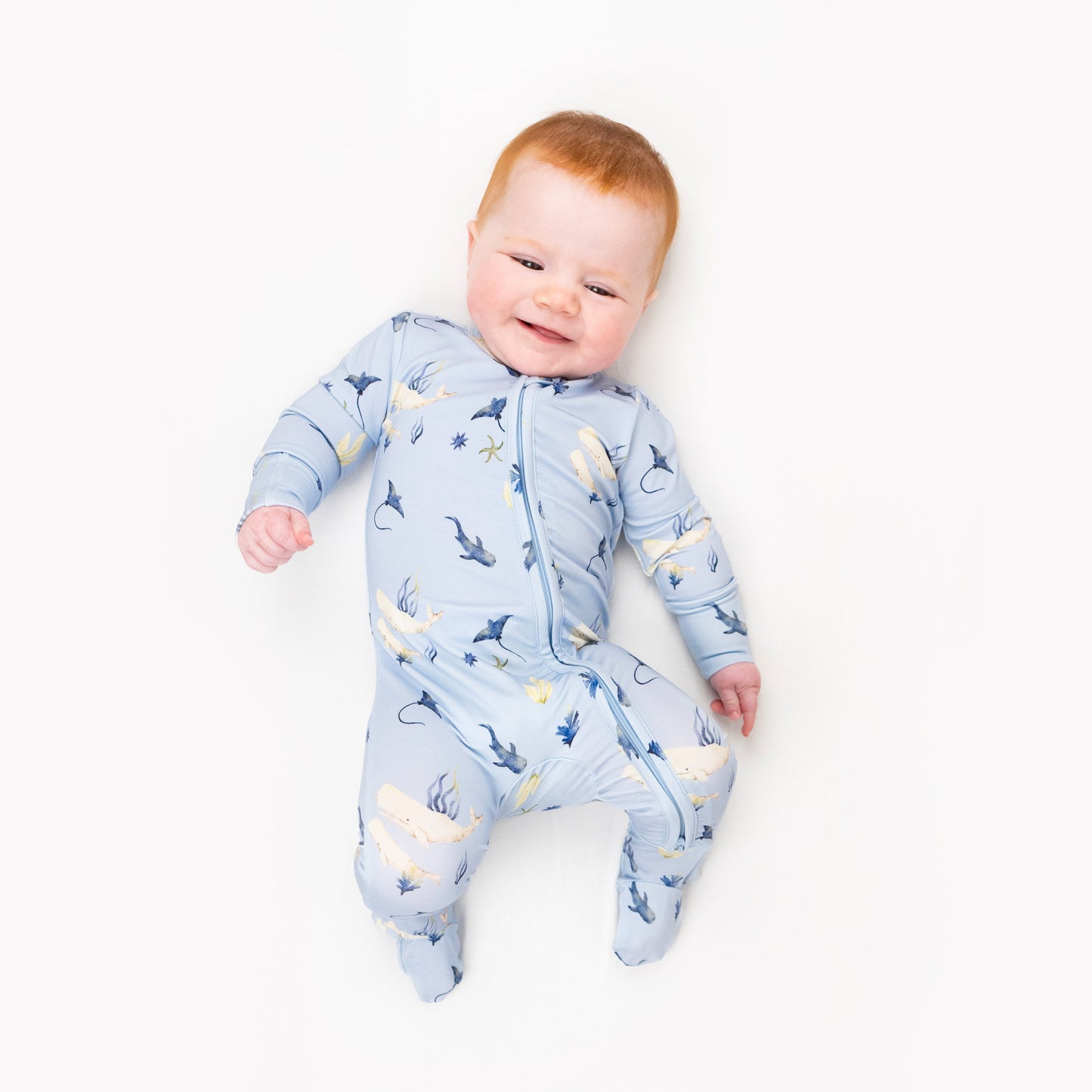 Belan.J Footed Zipper Sleeper - Whale Lover