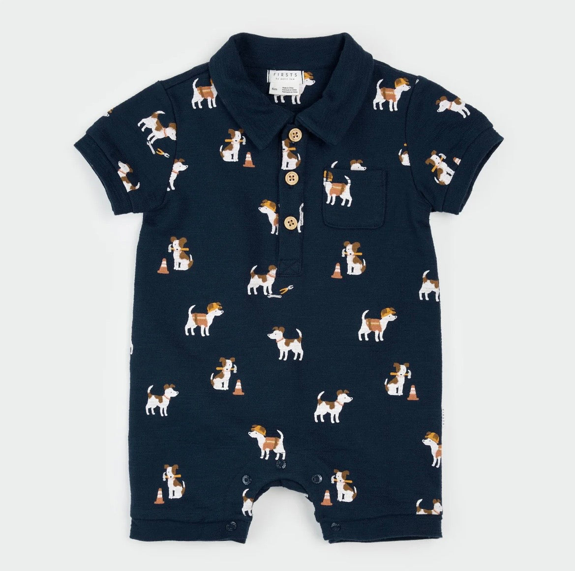 Petit Lem Pups At Work Romper