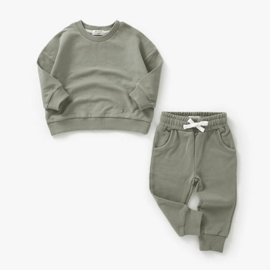 Mila & Co. Sweatshirt & Jogger Set - Basil