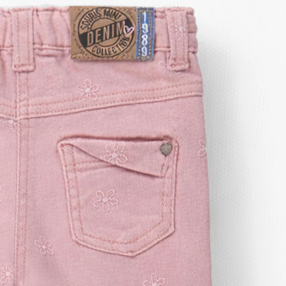 Souris Mini Floral Embroidered Baby Pink Jeans