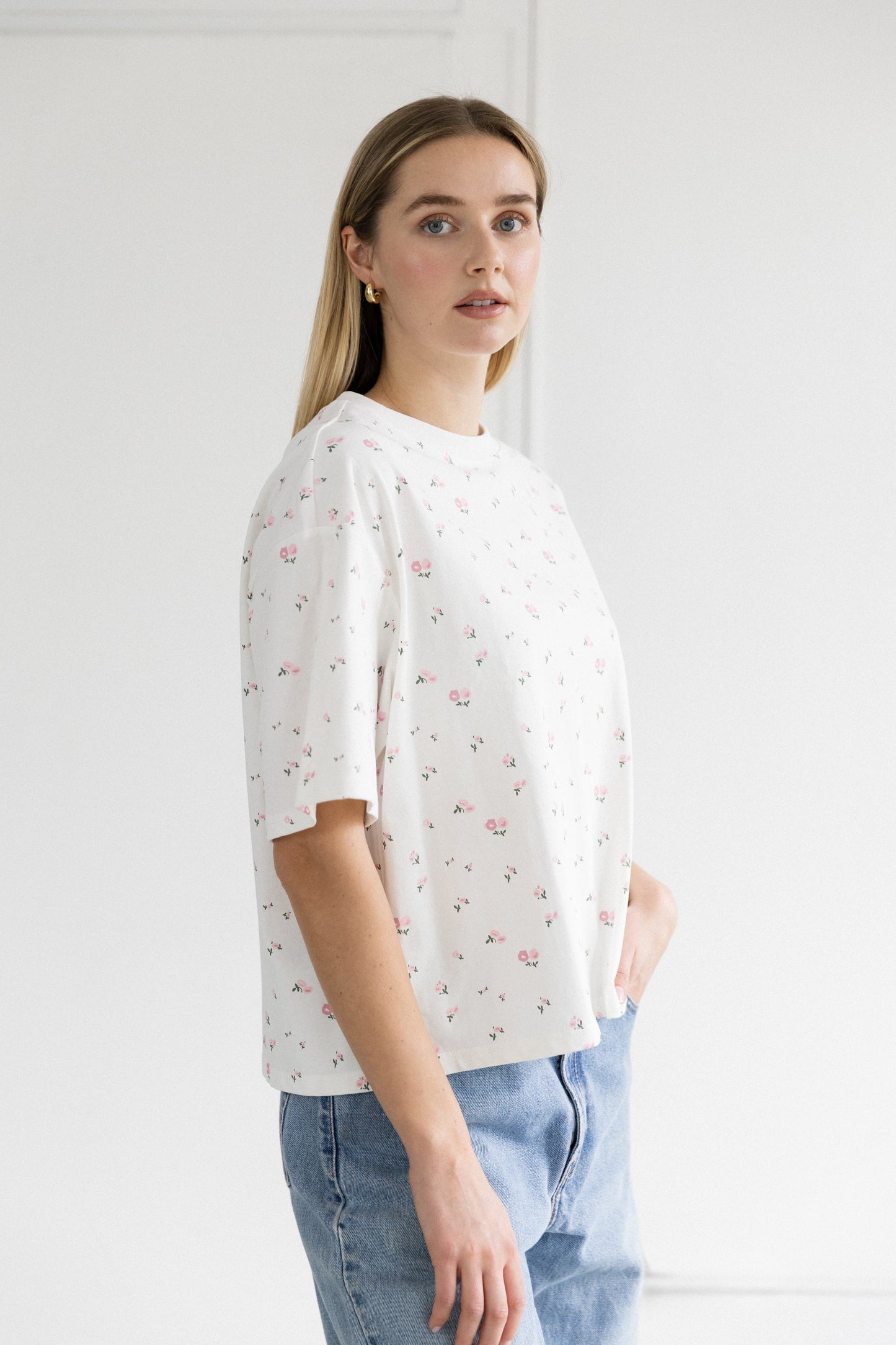 Brunette the Label Floral Boxy Tee