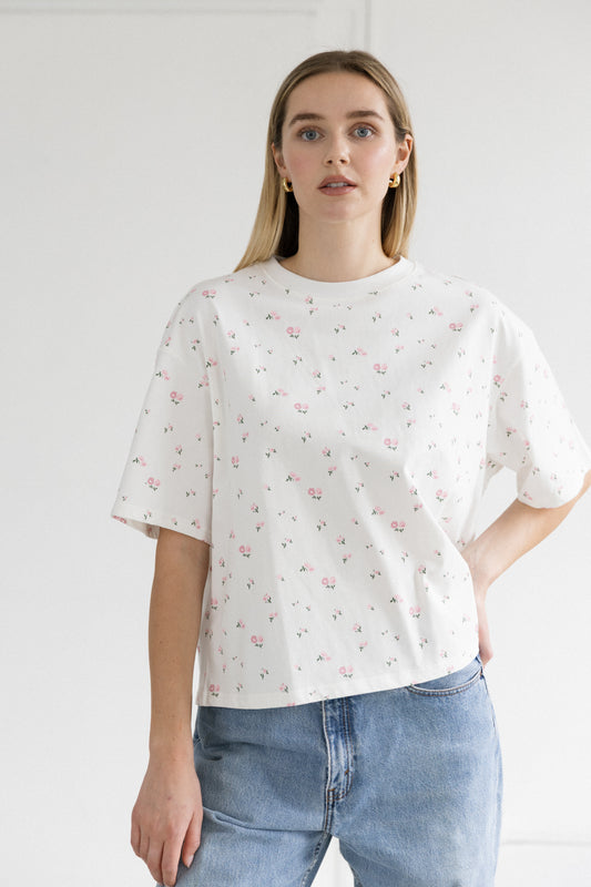 Brunette the Label Floral Boxy Tee