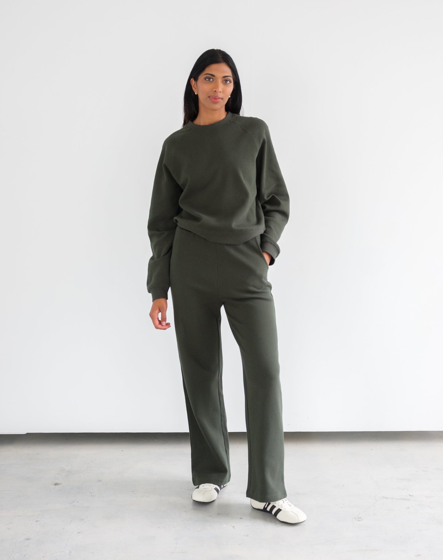 Brunette the Label Waffle Raglan Top - Forest