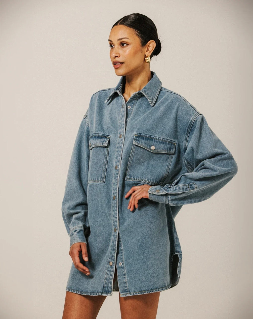 Brunette the Label Shania Denim Jacket - Vintage Blue