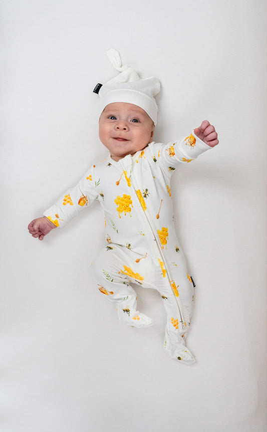 Belan.J Footed Zipper Sleeper - Honey Bee