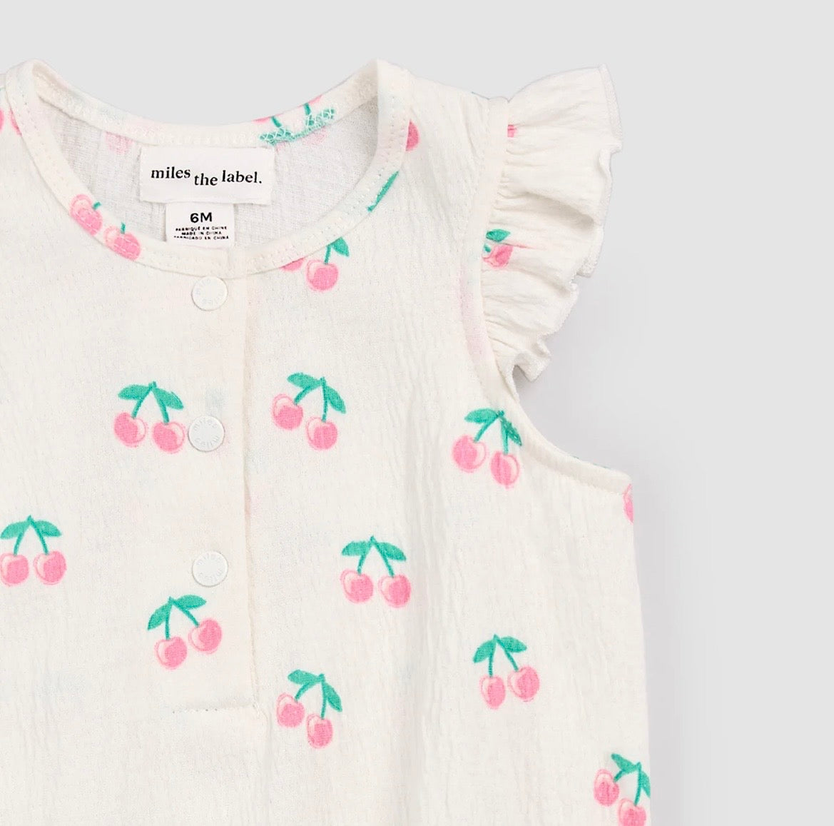 Miles the Label Cherries Ruffled Playsuit