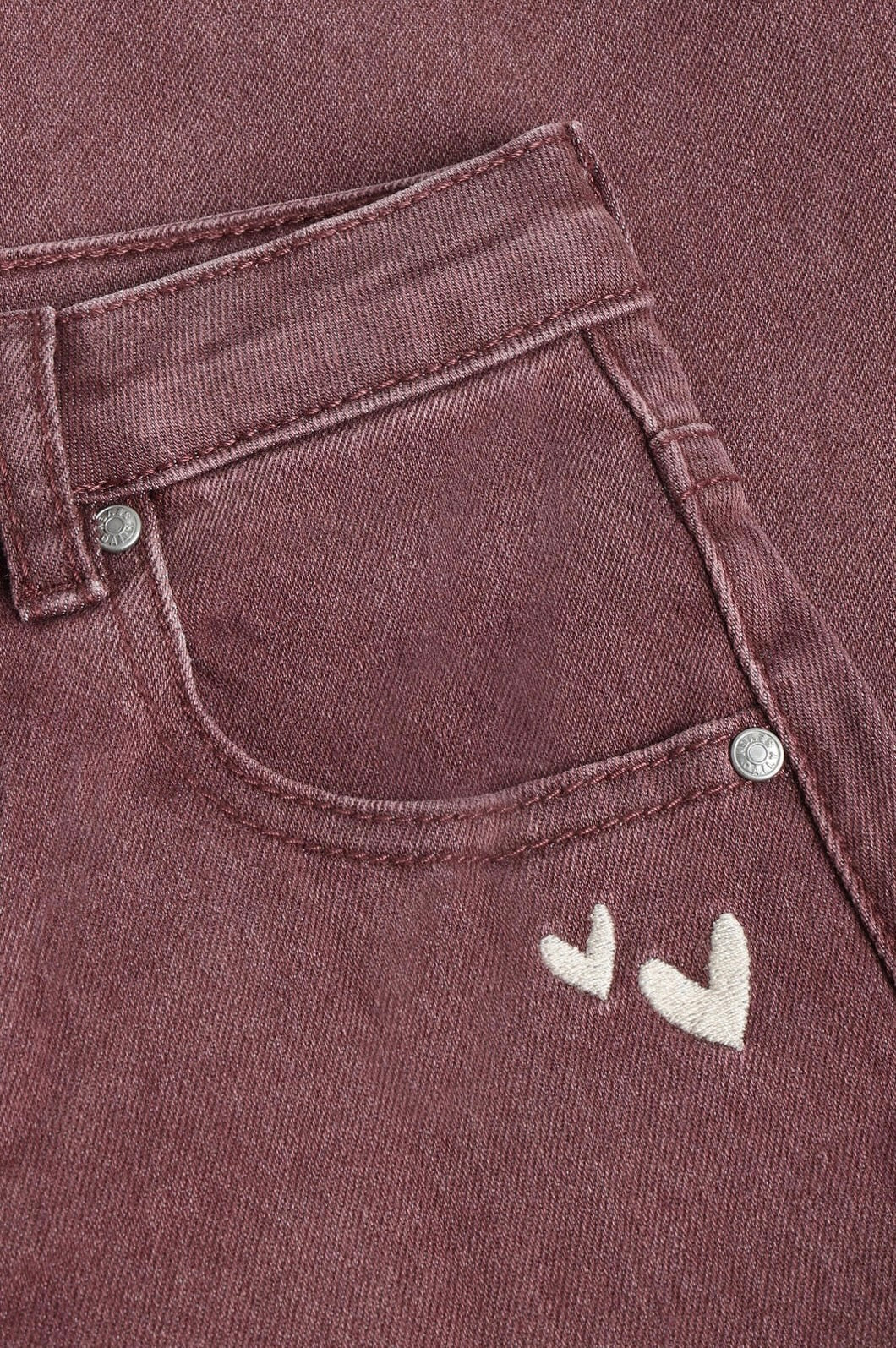 Barrel Fit Denim - Burgundy
