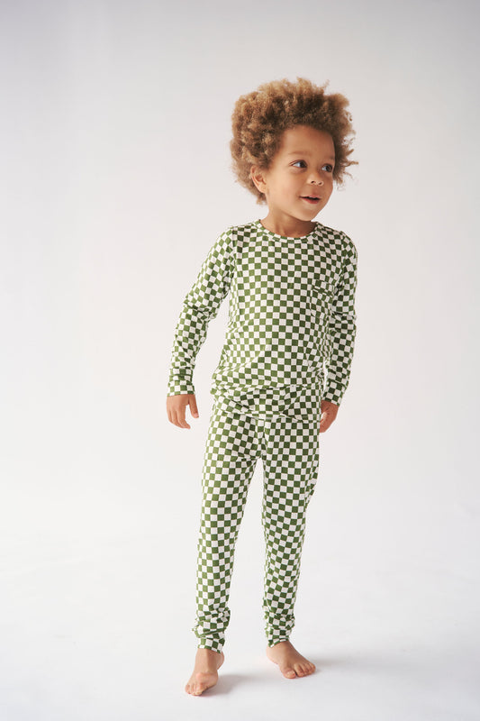 Bambi & Birdie Green Check PJ set