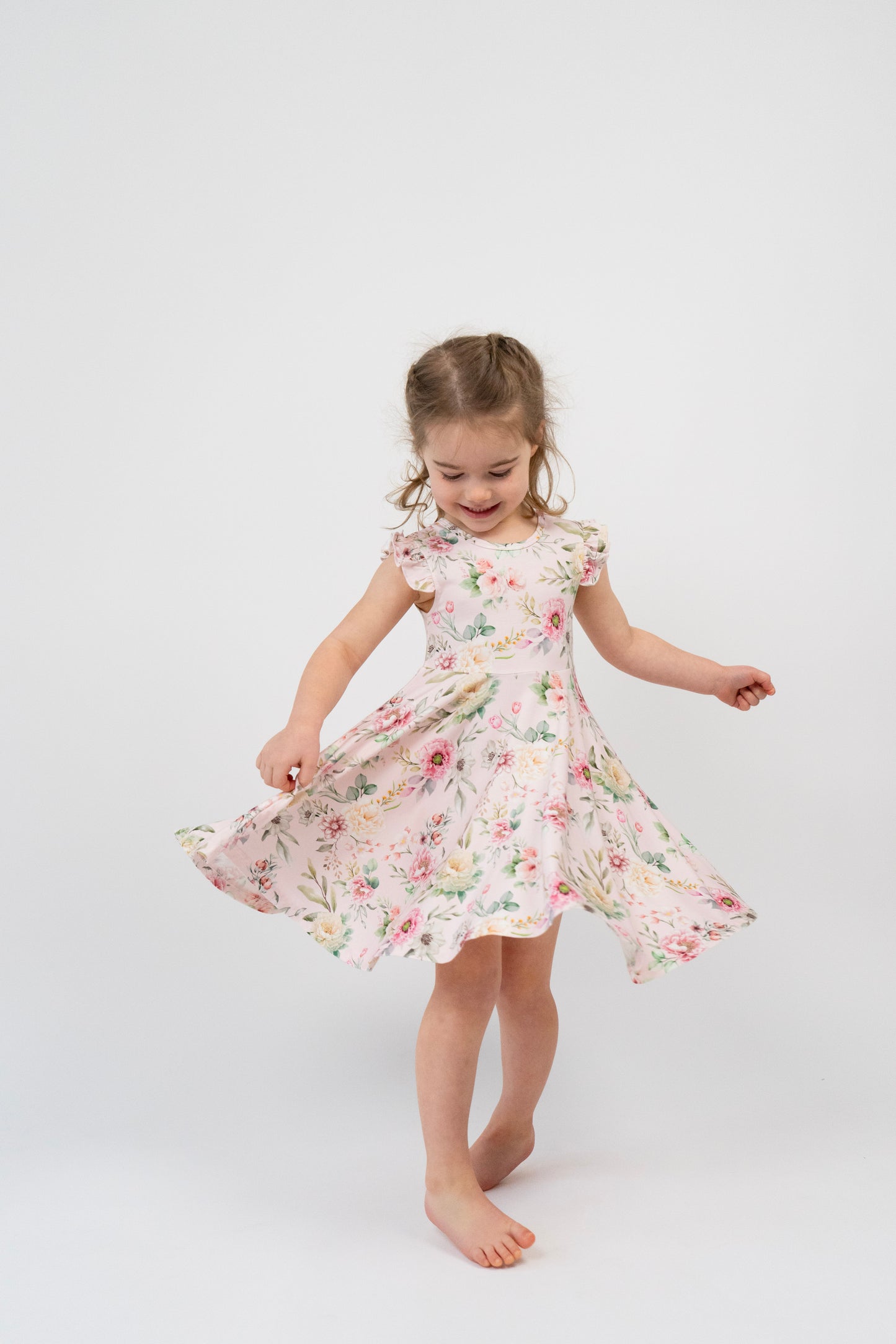 Belan.J Ruffled Sleeve Twirl Dress - Floral Bliss