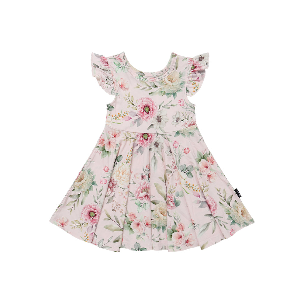 Belan.J Ruffled Sleeve Twirl Dress - Floral Bliss