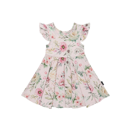 Belan.J Ruffled Sleeve Twirl Dress - Floral Bliss