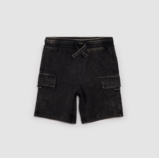 Miles the Label Acid Wash Black Cargo Short