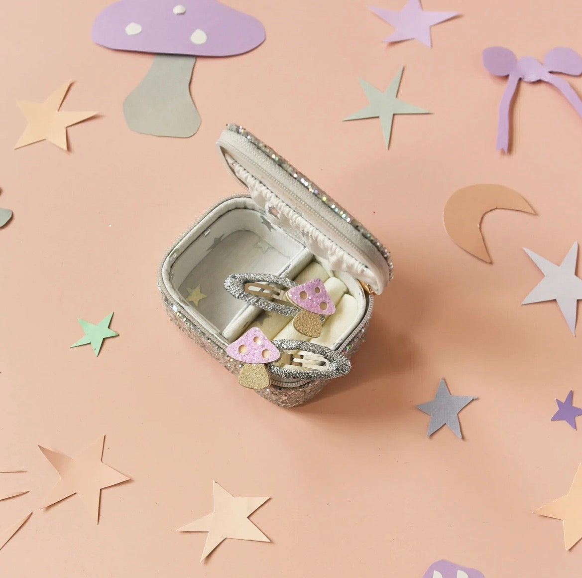 Confetti Glitter Silver Mini Jewellery Box