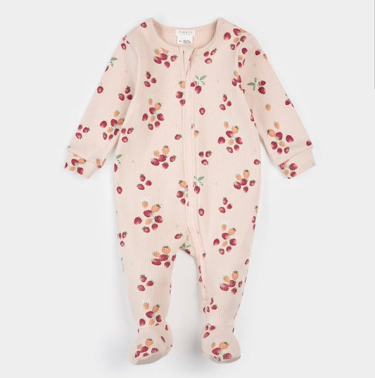 Petit Lem Strawberry Ribbed Sleeper