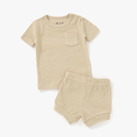 Mila & Co. Ribbed Short Set - Honey