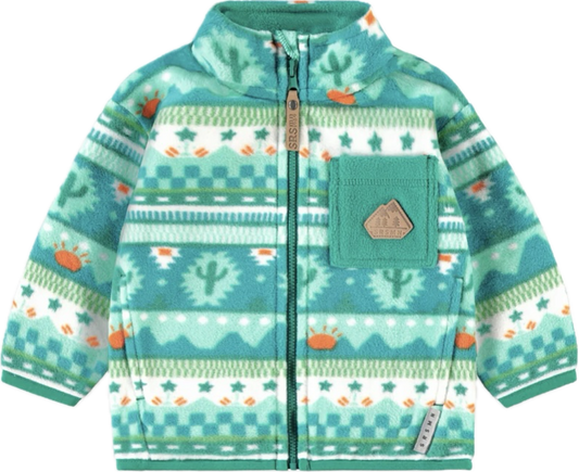 Souris Mini Teal Patterned Fleece Jacket