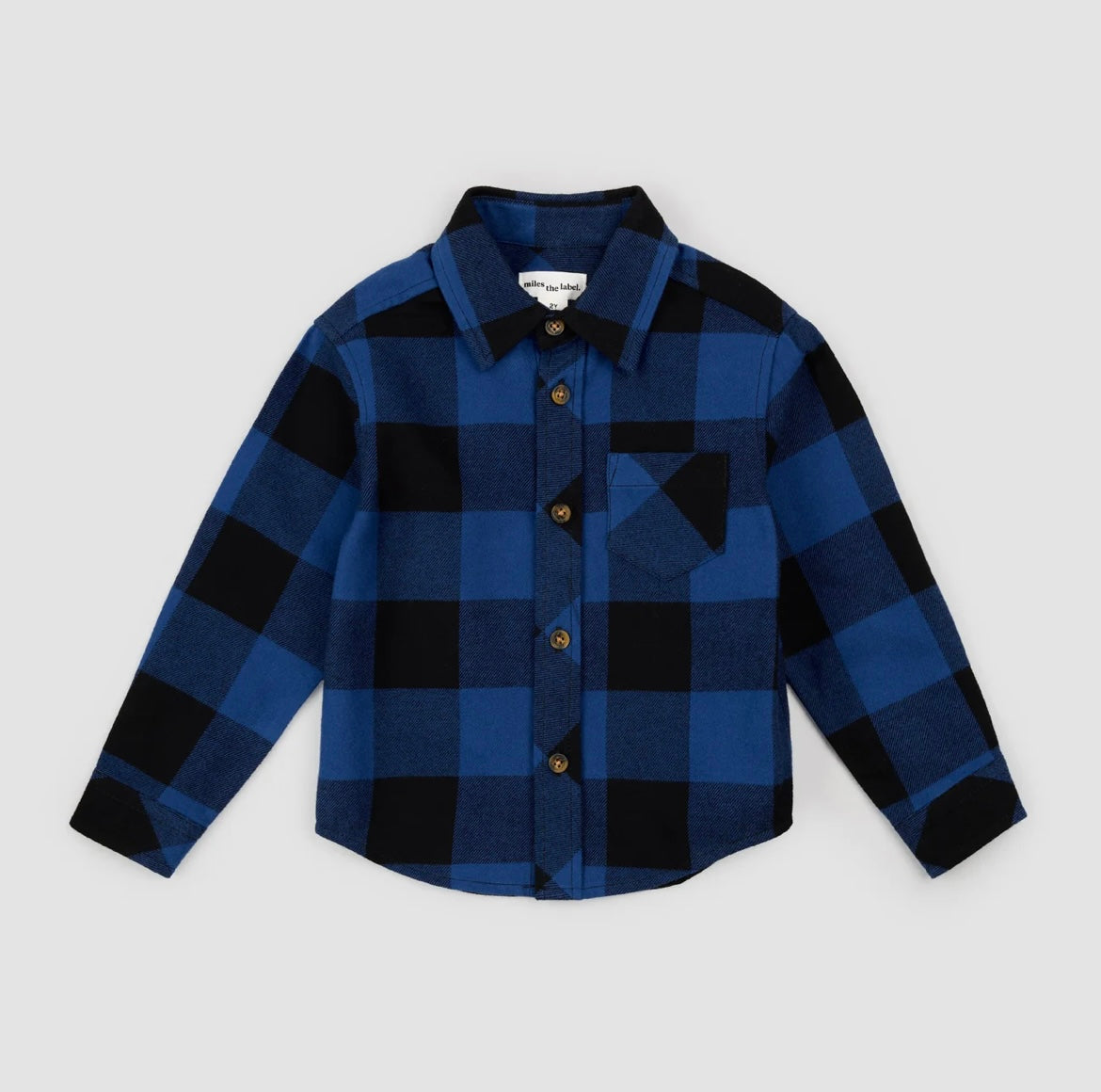 Miles the Label Glacier Blue Flannel Plaid Shirt