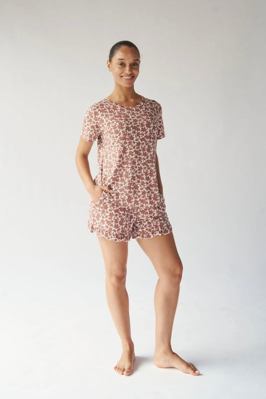Bambi & Birdie Ladies Ruffled Short Set - Meadow