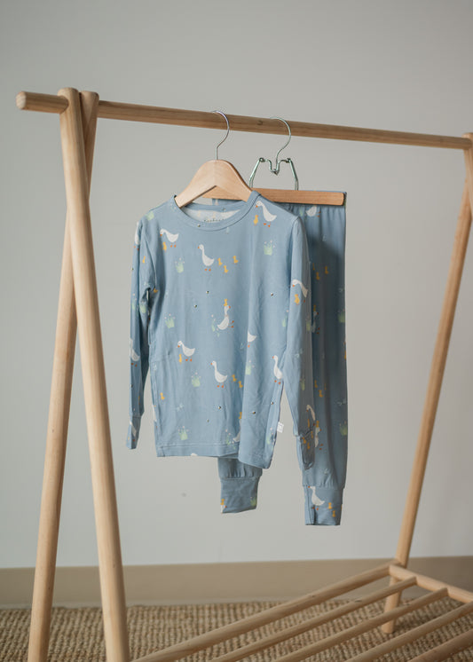 Roobear Little Hatchling Two Piece Pj Set - Pigeon Blue