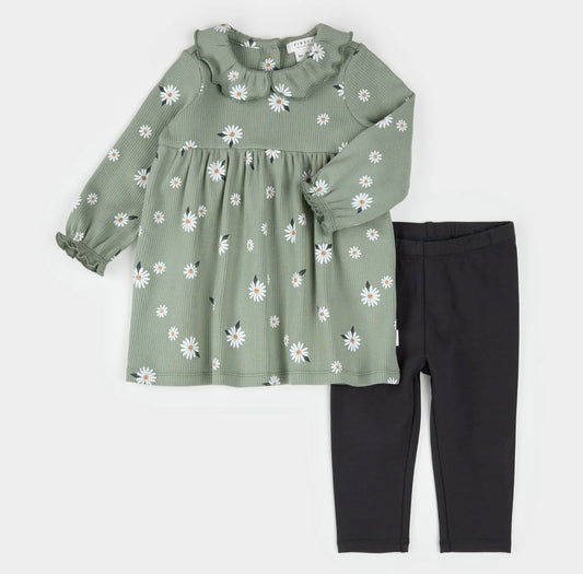 Petit Lem Daisy Ribbed Dress Set