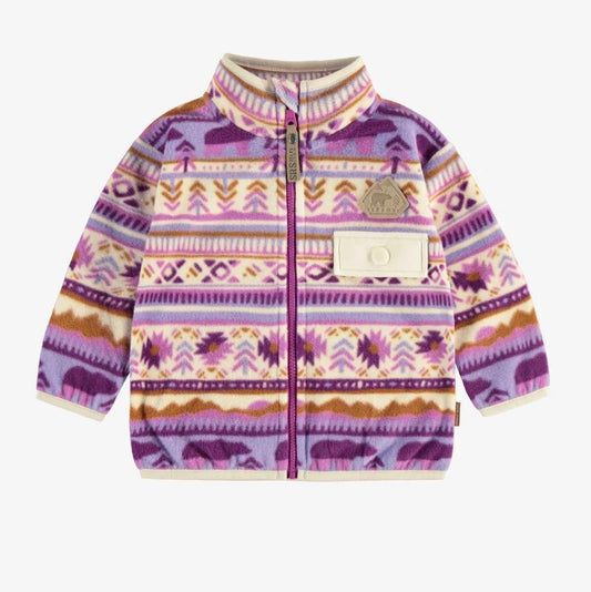 Souris Mini Patterned Fleece Jacket - Purple