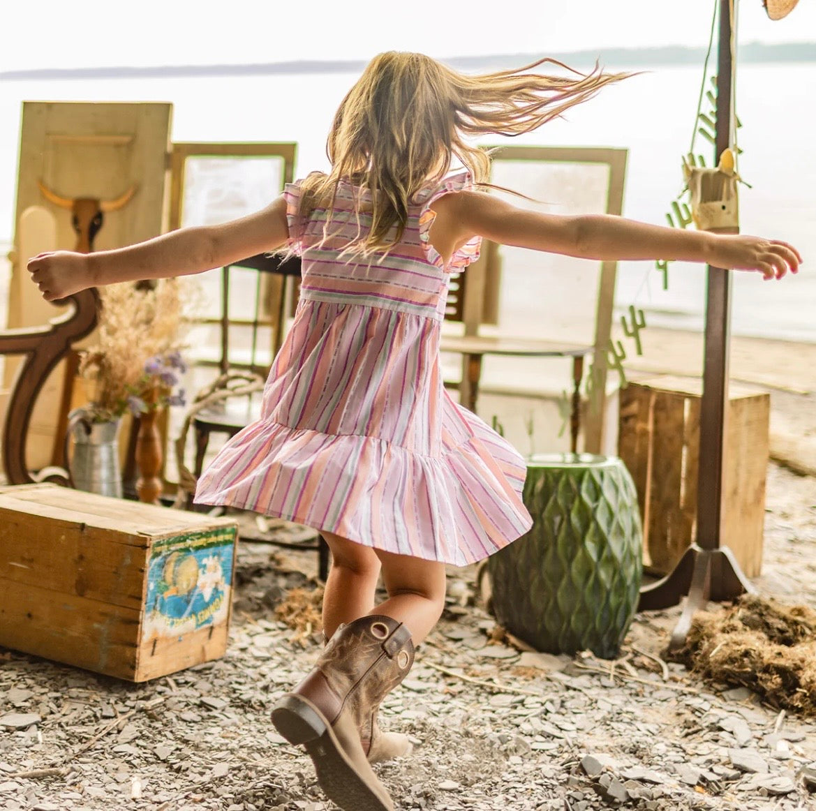 Souris Mini Pastel Striped Dress