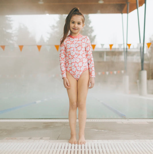 Honeysuckle Swim Long Sleeved Bodysuit - Sundae Bloom