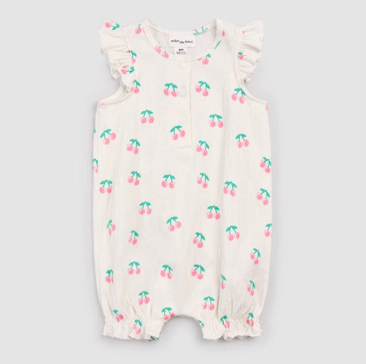Miles the Label Cherries Ruffled Playsuit