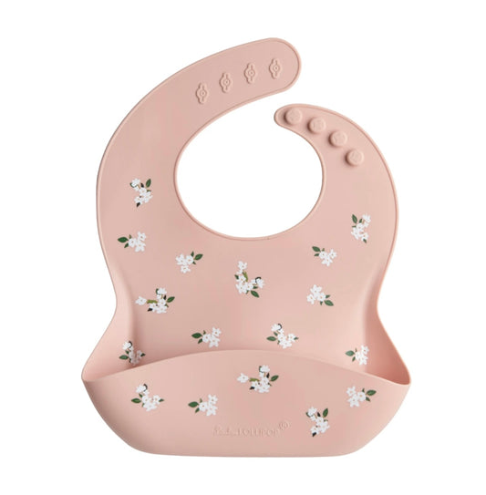 Loulou Lollipop Silicone Bib - Pink Floral