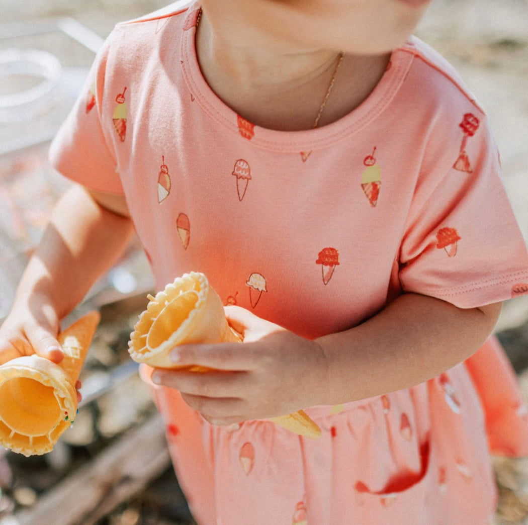 Souris Mini Pink Ice Cream Short Sleeve Dress