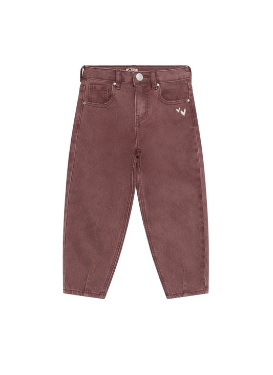 Barrel Fit Denim - Burgundy