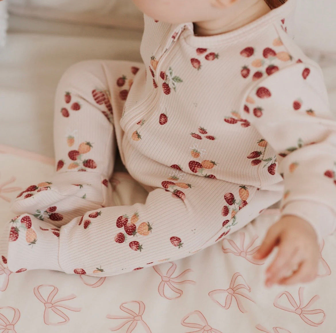 Petit Lem Strawberry Ribbed Sleeper