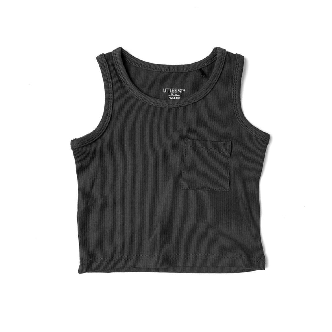 Little Bipsy Ribbed Tank - Charcoal