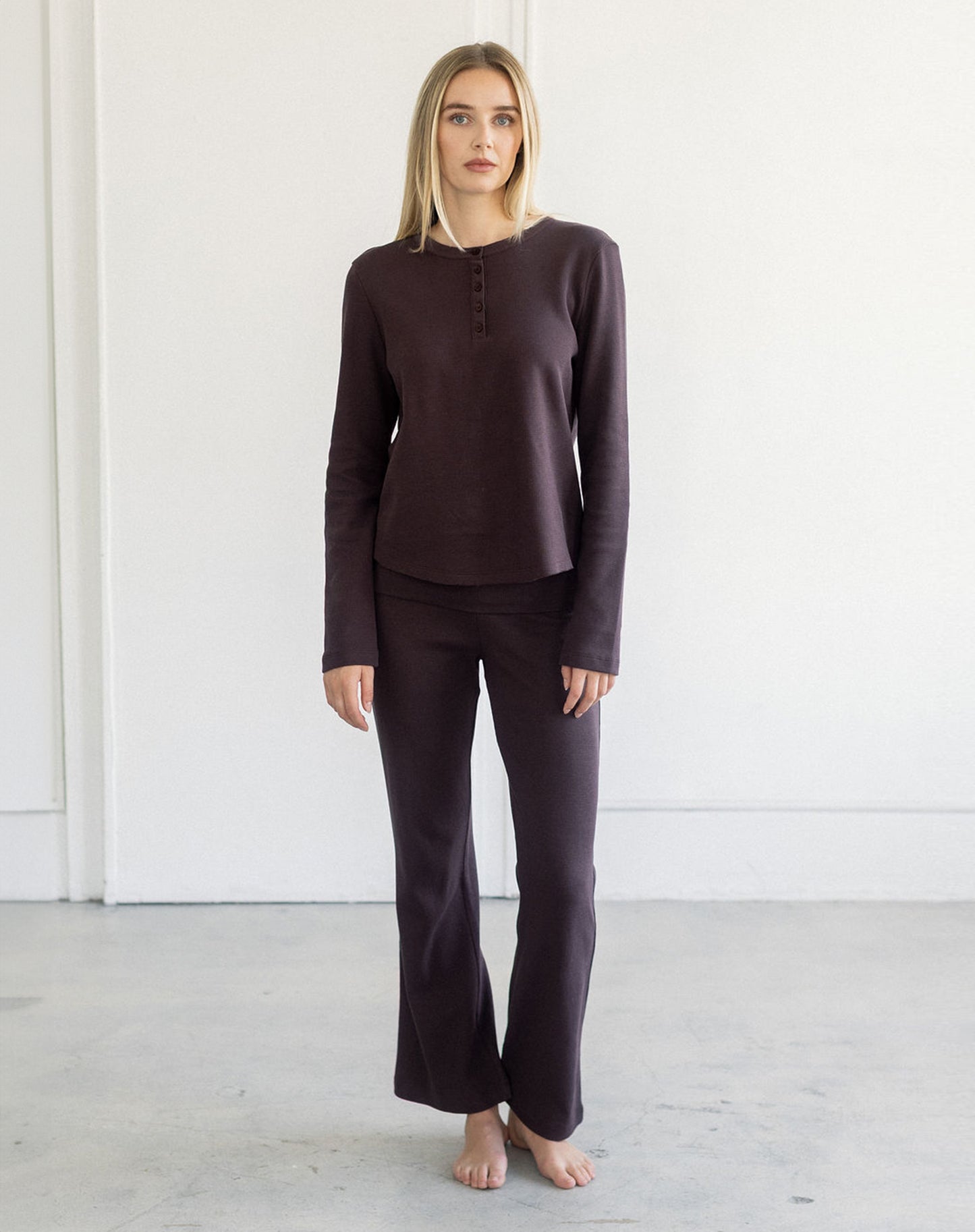 Brunette the Label Waffle Lounge Pant - Espresso