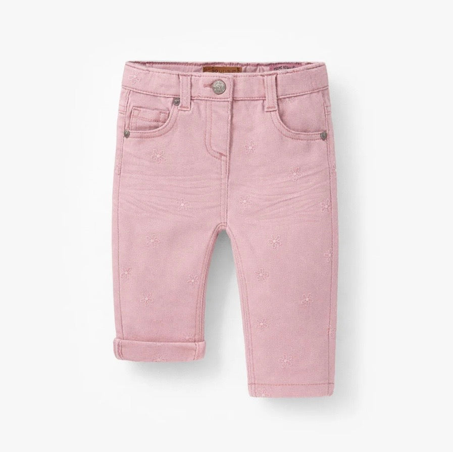 Souris Mini Floral Embroidered Baby Pink Jeans