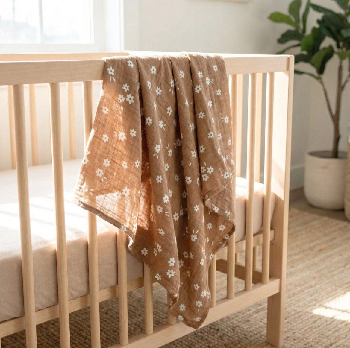 Baby Bliss Bamboo Muslin Swaddle - Cinnamon Daisy