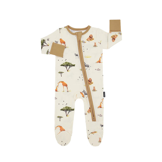 Belan.J Footed Zipper Sleeper - Safari