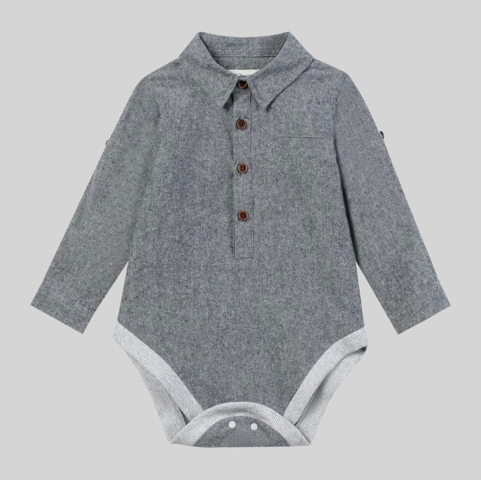 Jasper Woven Onesie - Navy Chambray