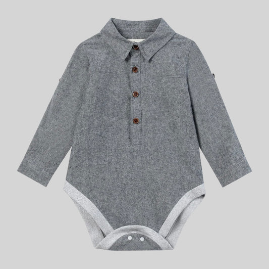 Jasper Woven Onesie - Navy Chambray
